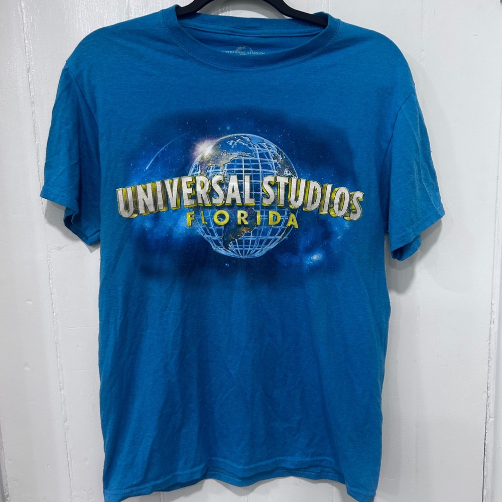 Universal Studios Florida T-Shirt Mens Small Blue Graphic Globe Logo Tee